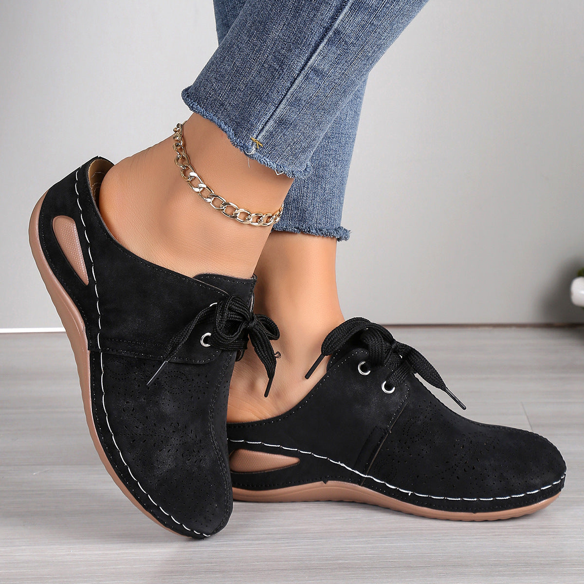 Summer Baotou Lace-up Slippers Outdoor Hollow Out Wedges Slippers For Women Sports Shoes