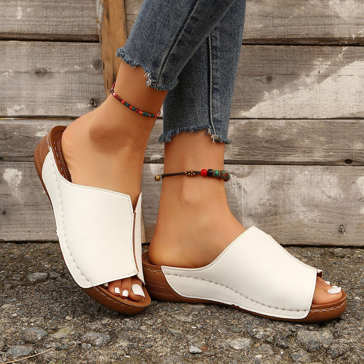 Solid Wedges Sandals Summer Casual Peep-toe Slippers