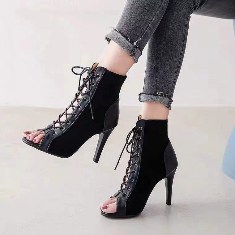 Stiletto Heel Lace-up Peep Toe Sandals