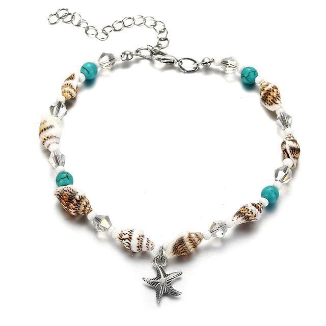 Simplicity Anklets Green Blue Color Star Fish Anklet